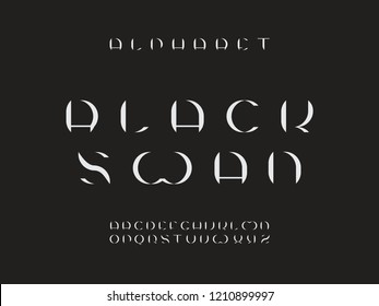 Black swan font. Vector alphabet letters. Typeface design. 