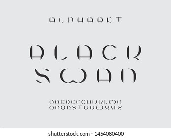 Black swan font. Vector alphabet letters. Typeface design. Typography Graphic