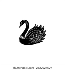  Ilustración vectorial de logotipo de icono de cisne negro