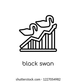 black swan icon. Trendy modern flat linear vector black swan icon on white background from thin line Black swan collection, outline vector illustration