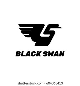 Black swan. Logo template.