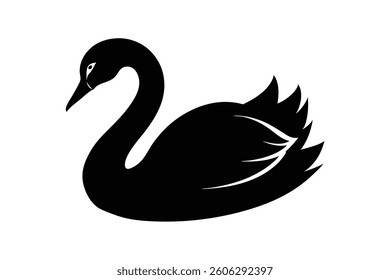 Black Swan Silhouette on White