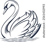 black swan silhouette with pink heart
