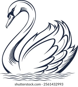 black swan silhouette with pink heart