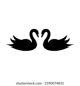 black swan silhouette vector flat illustration design on white background