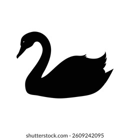 Black Swan Silhouette vector illustration on White background.


