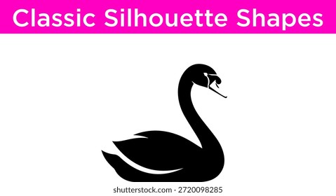 Vector de silueta de cisne negro Fondo blanco
