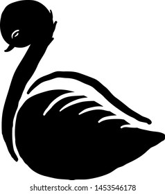 Esbozo de cisne negro, ilustración, vector sobre fondo blanco.