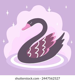 Schwarzer Schwan, wilder Vogel. Vektorillustration für Druck, Hintergründe, Umschläge und Verpackungen. Bild kann für Grußkarten, Poster, Aufkleber und Textilien verwendet werden. Isoliert auf weißem Hintergrund.