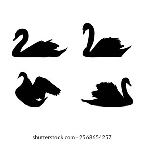 black swans  animal silhouettes vector 