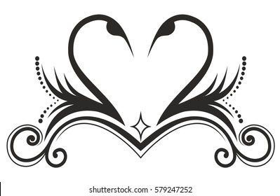 Black swans on white background
