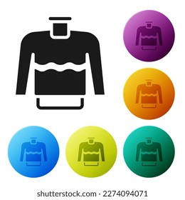 Black Sweater icon isolated on white background. Pullover icon. Set icons in color circle buttons. Vector