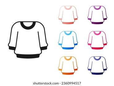 Black Sweater icon isolated on white background. Pullover icon. Sweatshirt sign. Set icons colorful. Vector