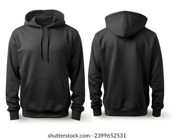 black sweater template. Sweatshirt long sleeve with clipping path, hoody for design mockup for print, isolated on white background. vector illustration