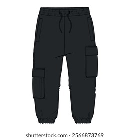 Black Sweatpants Vector illustration template front views isolated on white background

