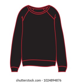 Black sweatshirt template isolated on a white background.