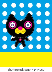 black sweet catty doodle greeting