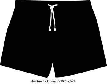 Black Swim Short Icon On White Background. Beachwear Sign. Black Swimming Trunks Symbol.