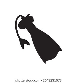 Black swimming fins icon, ideal for snorkeling and diving. simple vector icon on white background
