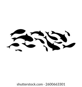 Black of swimming fish. Vector illustration.