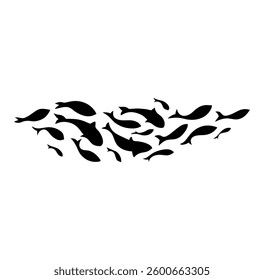 Black of swimming fish. Vector illustration.