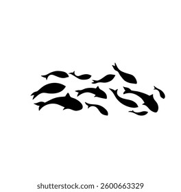 Black of swimming fish. Vector illustration.