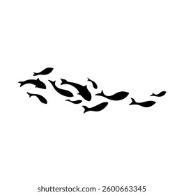 Black of swimming fish. Vector illustration.
