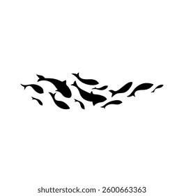 Black of swimming fish. Vector illustration.