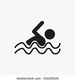 Black swimming icons set. Vector Illustration eps10. 
