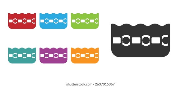 Black Swimming pool icon isolated on white background. Set icons colorful. Vector
