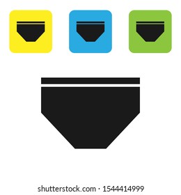 Black Swimming trunks icon isolated on white background. Set of colorful square icon buttons. Vector Illustration