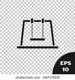 Black Swing icon isolated on transparent background. Playground symbol.  Vector Illustration