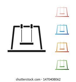 Black Swing icon isolated on white background. Playground symbol. Set icons colorful. Vector Illustration