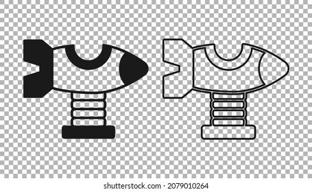 Black Swing plane on the playground icon isolated on transparent background. Childrens carousel with plane. Amusement icon.  Vector