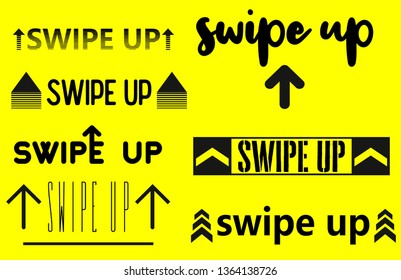 Black swipe up vector. Swipe up set instagram stories vector. Instagram stories icon.