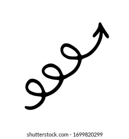 Black swirl arrow vector icon. Hand-drawn vector illustration