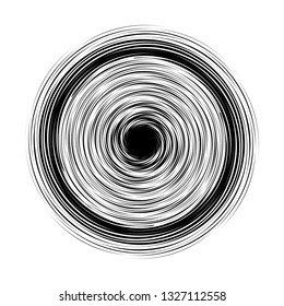 Black swirl circle design element round grungy art abstract shape isolated on white vector template background