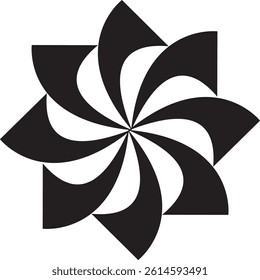 A black, swirling, eight-pointed vector logo