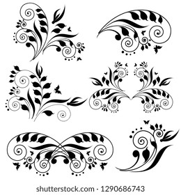 Black Swirls Isolated On White Stock Vector (Royalty Free) 1290686743 ...