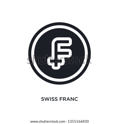 black swiss franc isolated vector icon. simple element illustration from e-commerce and payment concept vector icons. swiss franc editable black logo symbol design on white background. can be use