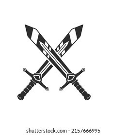 schwarzes Schwert-Kreuzsymbol Vektordesign