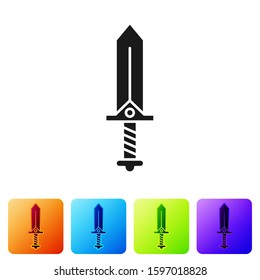 Black Sword for game icon isolated on white background. Set icons in color square buttons. Vector Illustration