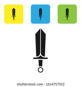 Black Sword for game icon isolated on white background. Set icons colorful square buttons. Vector Illustration