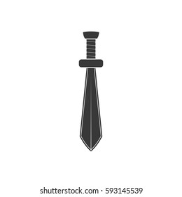 Black sword icon isolated on white background. Arms vector illustration