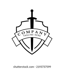 Black sword logo vector shillouette