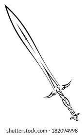 Black sword on a white background