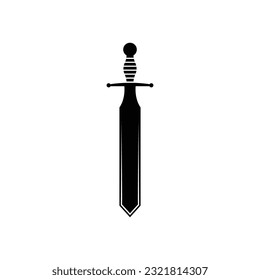 Black Sword on white background. Crossed Knight Sword Ancient Weapon Cartoon Design