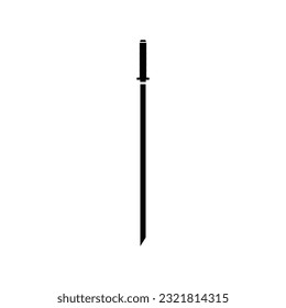 Espada negra sobre fondo blanco. Diseño de caricaturas de armas antiguas de espadas caballero cruzadas