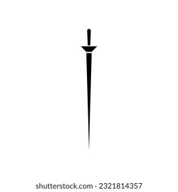 Black Sword on white background. Crossed Knight Sword Ancient Weapon Cartoon Design