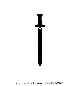 Black Sword on white background. Crossed Knight Sword Ancient Weapon Cartoon Design